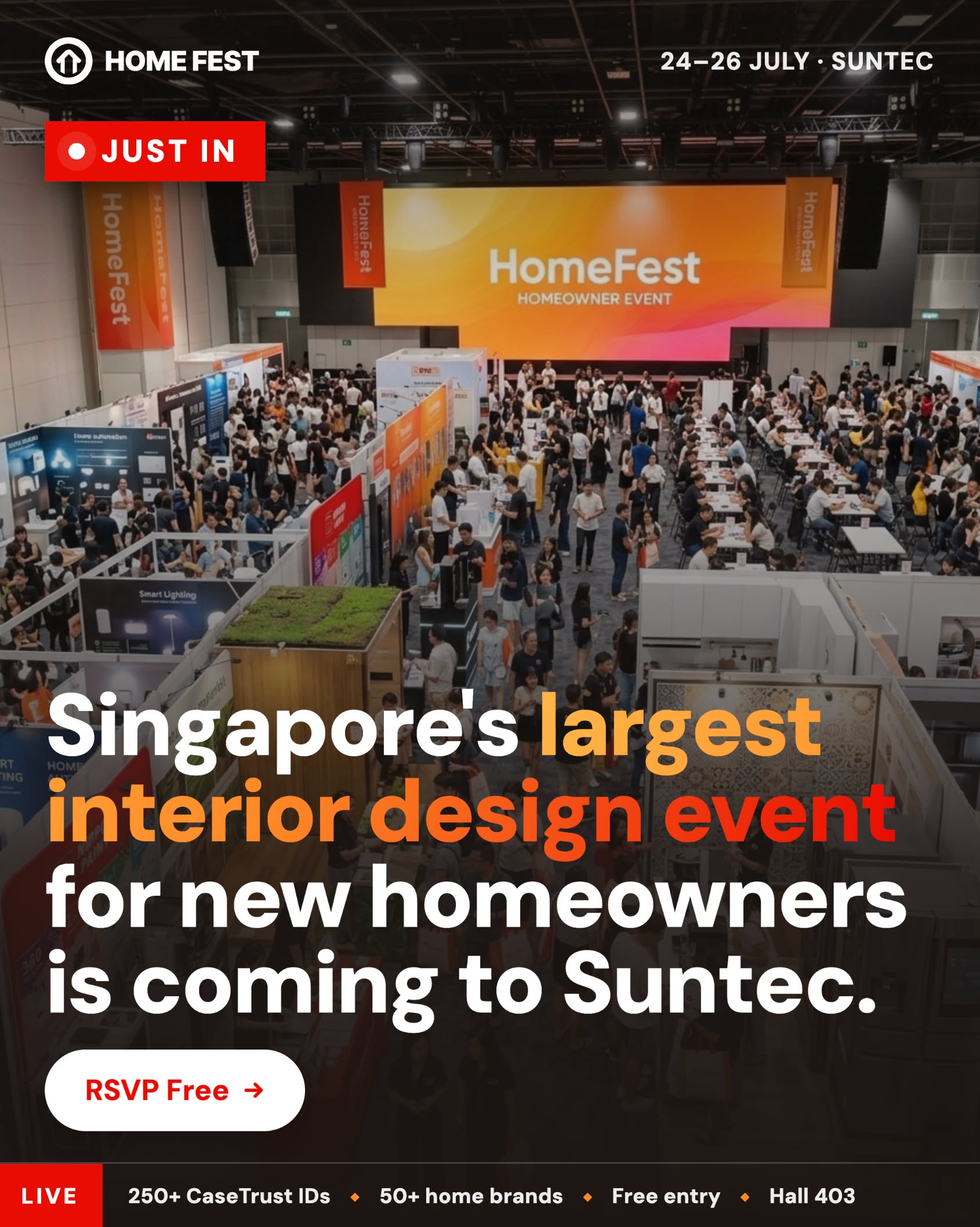 HomeFest static ad for the Suntec interior design expo
